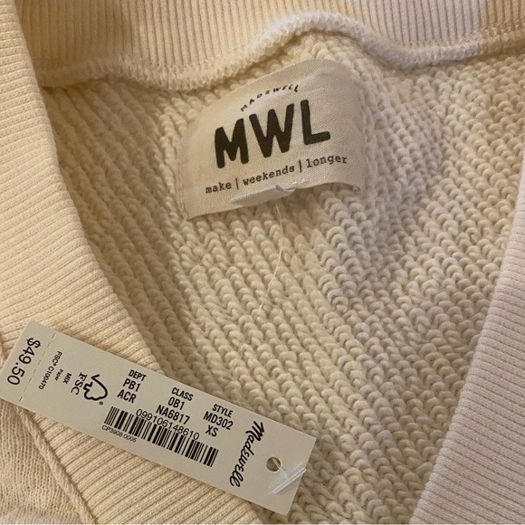 MADEWELL COTTON TERRY V NECK SWEATSHIRT TEE MD302 - Picture 7 of 8